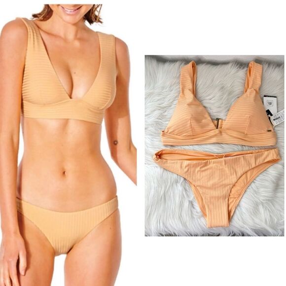 Rip Curl 2-Piece Set Premium Surf Bikini Top and Bottom in Orange Size Large NWT - Picture 1 of 6